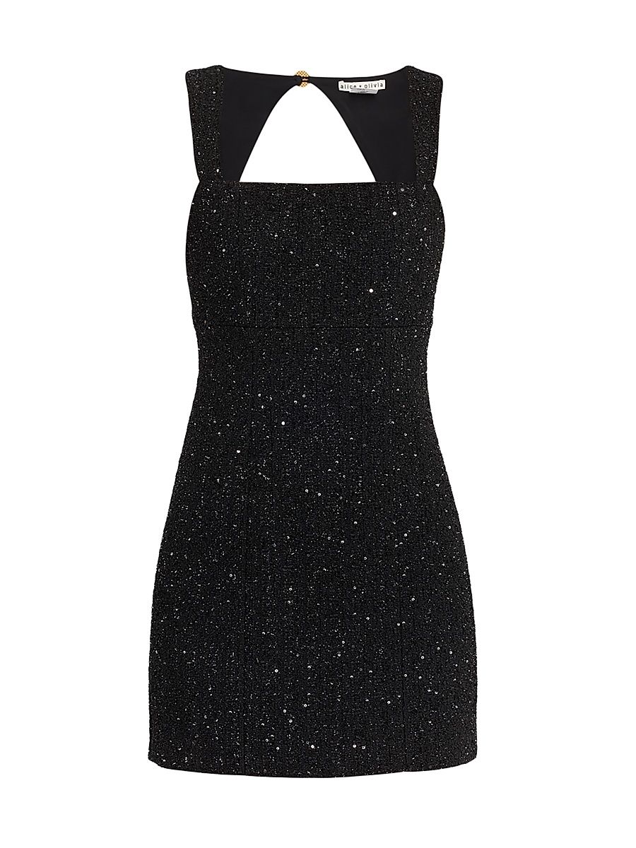 Women's Keria Fitted Tweed Minidress - Black - Size 14