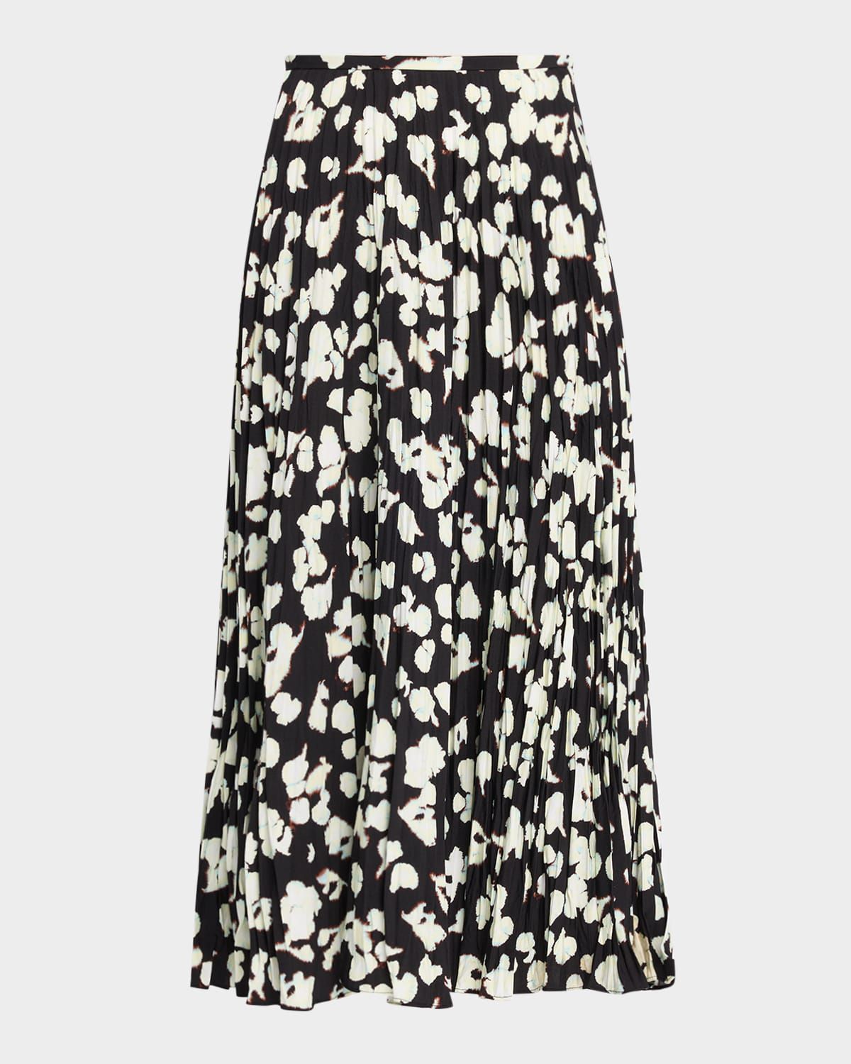 Runa Pleated Floral Midi Skirt
