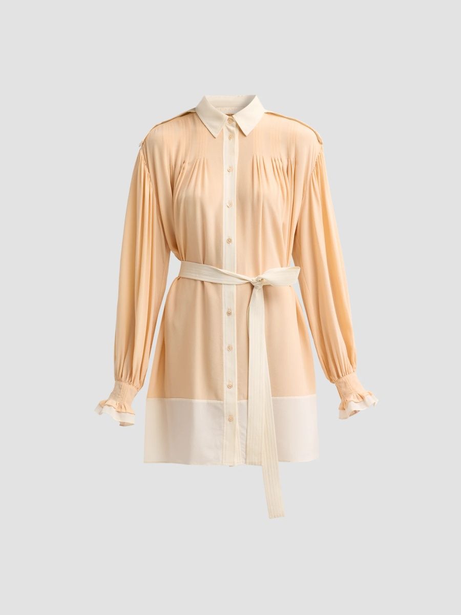 Ulla Johnson Women's Linnea Silk Self-Belt Mini Shirtdress - Peony - Size 14
