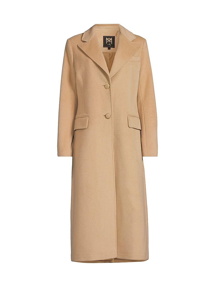 Women's Wool-Blend Single-Breasted Maxi Coat - Camel - Size Large