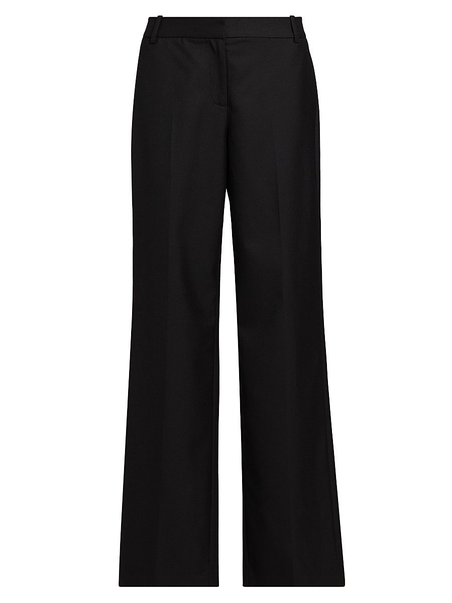 Women's Misty Wool-Blend High-Rise Straight-Leg Pants - Black - Size 14