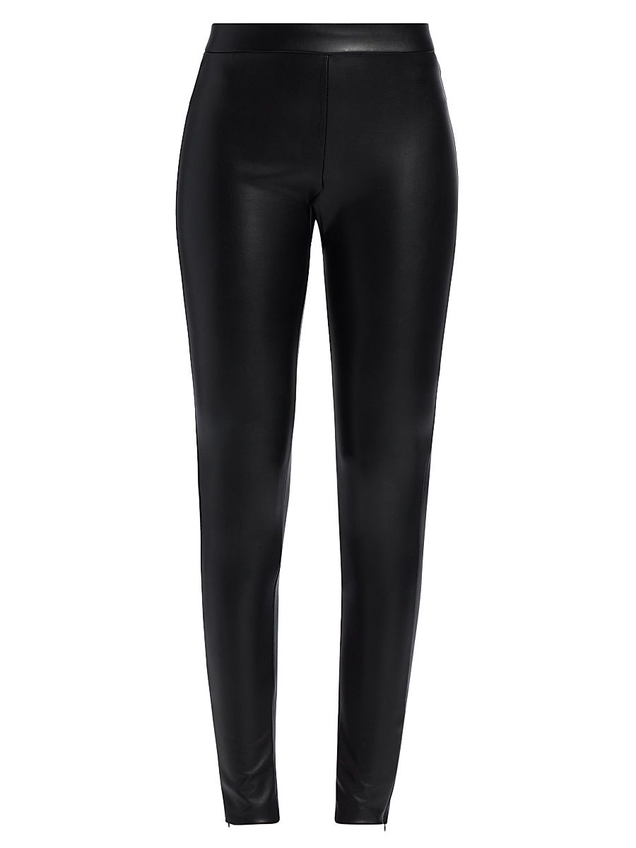 Women's Josie Faux-Leather Crop Leggings - Black - Size Large