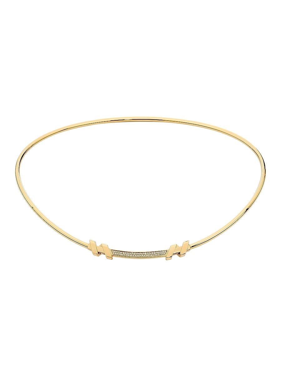 Women's Helix Torque Necklace with Diamonds 18K Gold - Yellow Gold