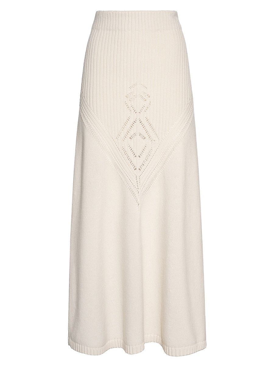 Women's Cashmere Pointelle-Knit Maxi Skirt - Margherita - Size Small
