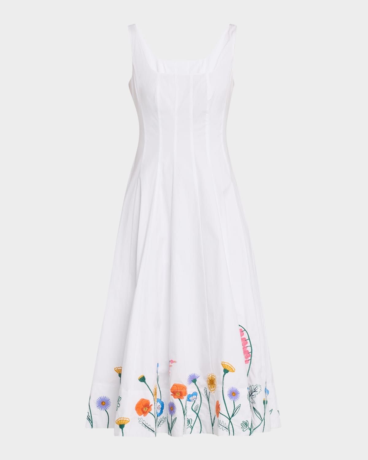 Wells Floral-Embroidered Midi Dress