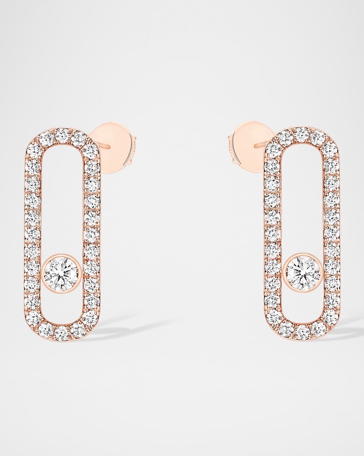 Move Uno 18K Pink Gold Diamond Pave Stud Earrings