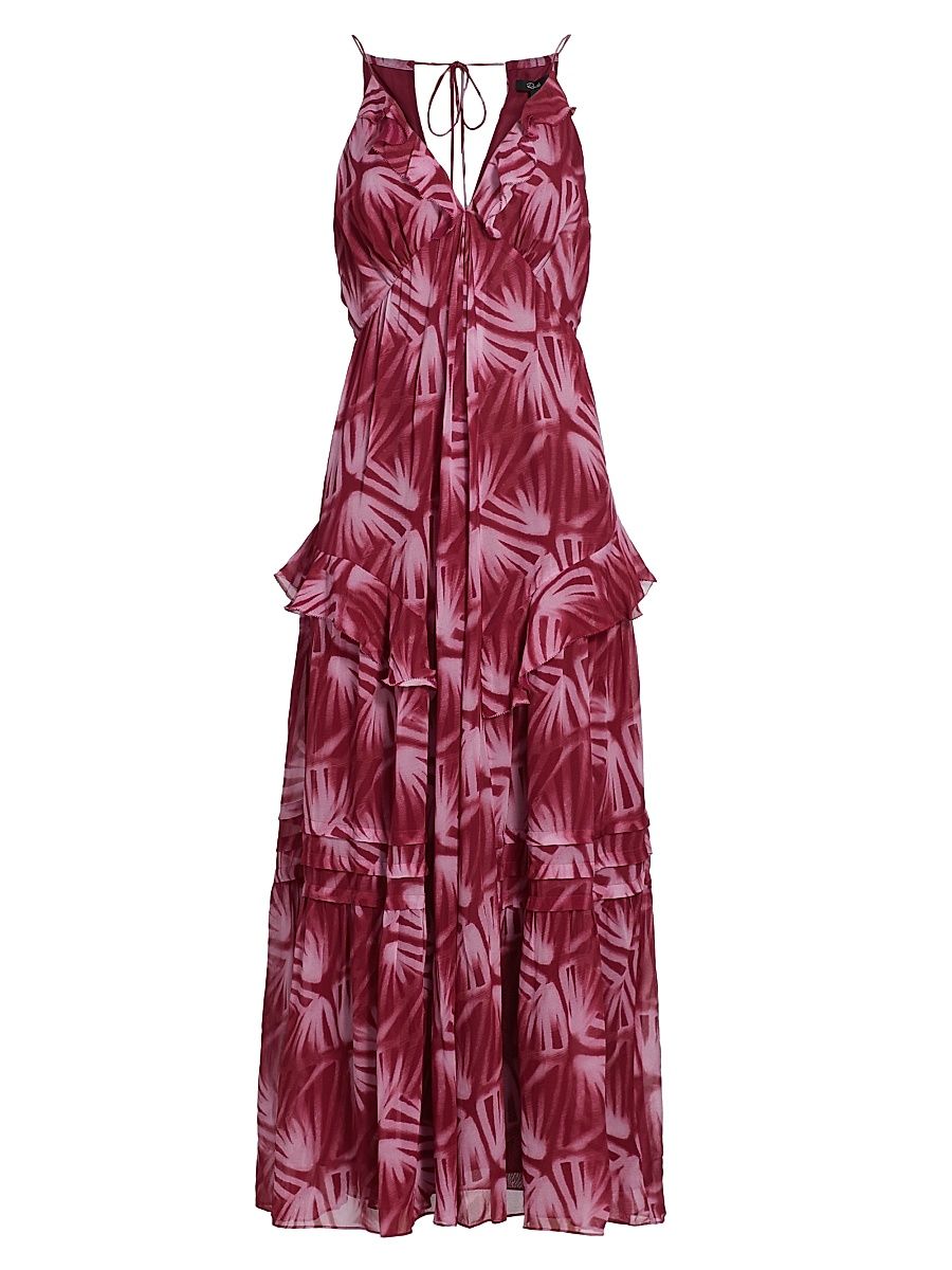 Women's Boa Abstract Chiffon Midi-Dress - Bahia - Size Large