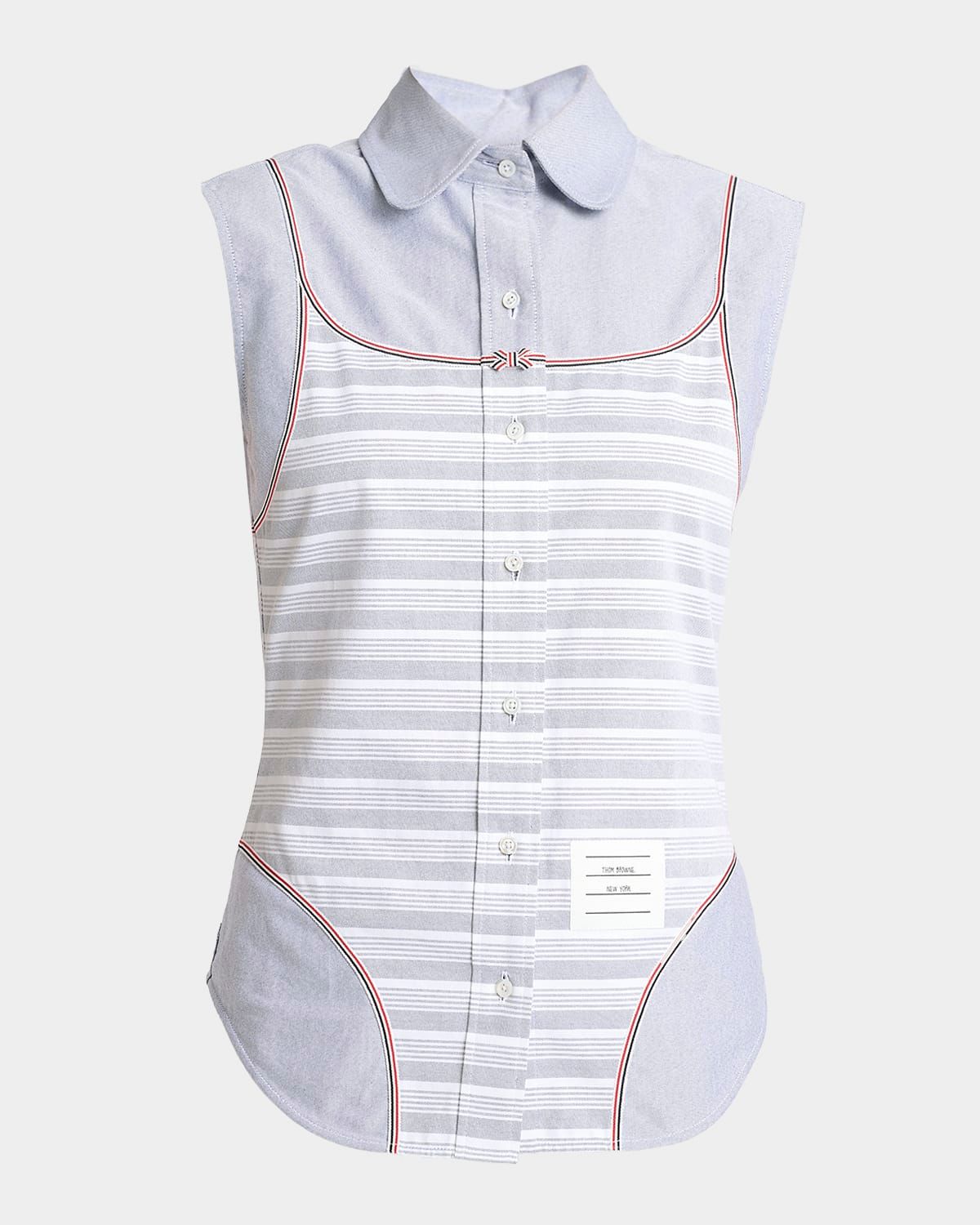 Sleeveless Swimsuit Trompe L & apos;oeil Button-Down Shirt