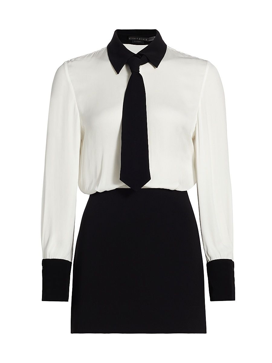 Women's Mattie Long Sleeve Shirtdress - Black Off White - Size 10