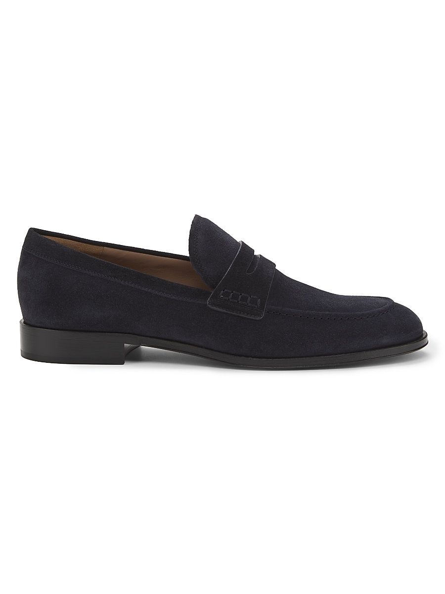 Men's George Suede Penny Loafers - Dark Blue - Size 8.5