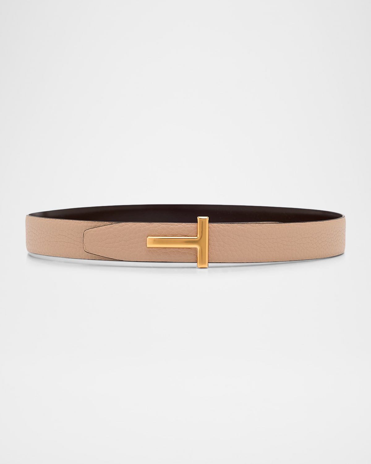 T Logo Leather Reversible Belt