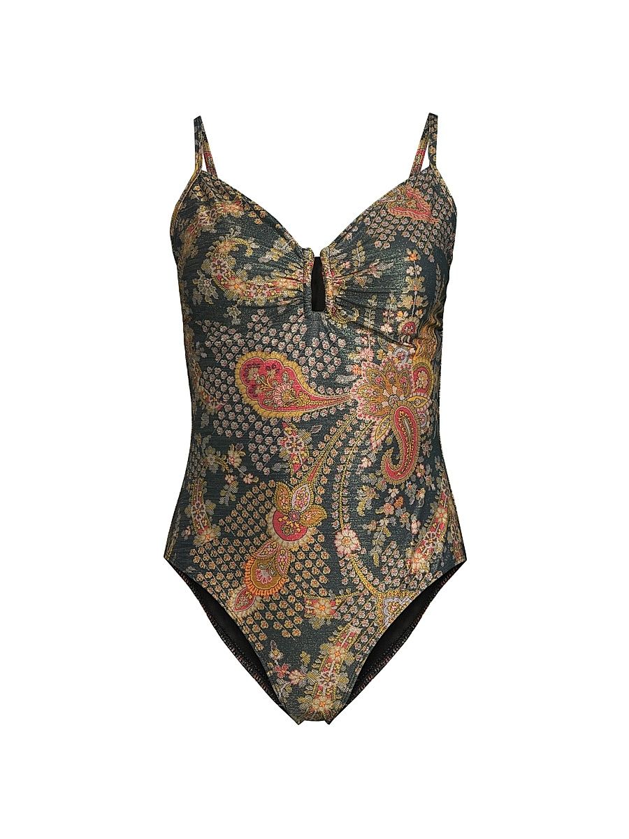 Women's Mallory One-Piece Bathing Suit - Black Multi - Size Large