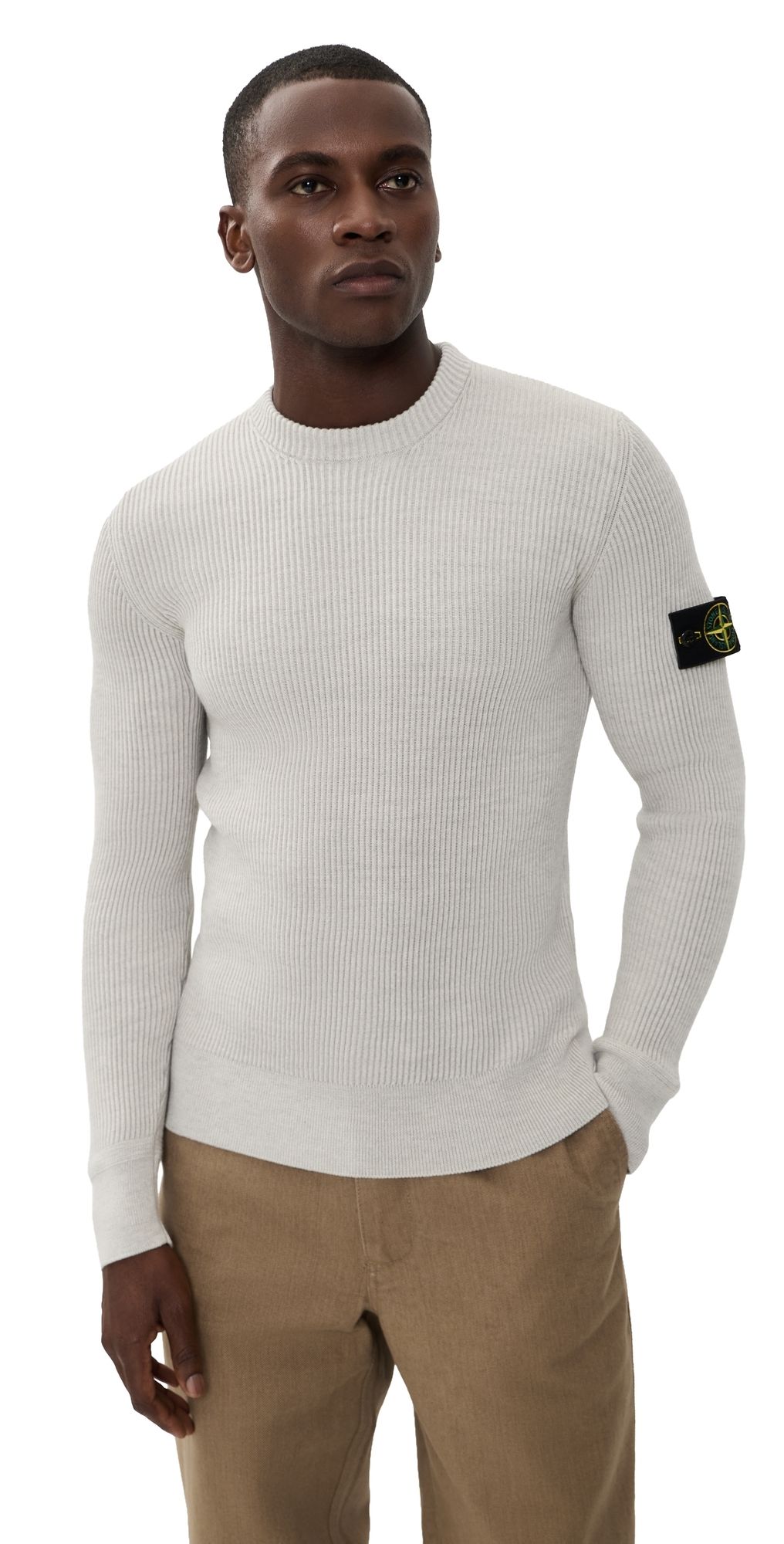 Stone Island Rib Crew Neck Sweater Sand Melange M