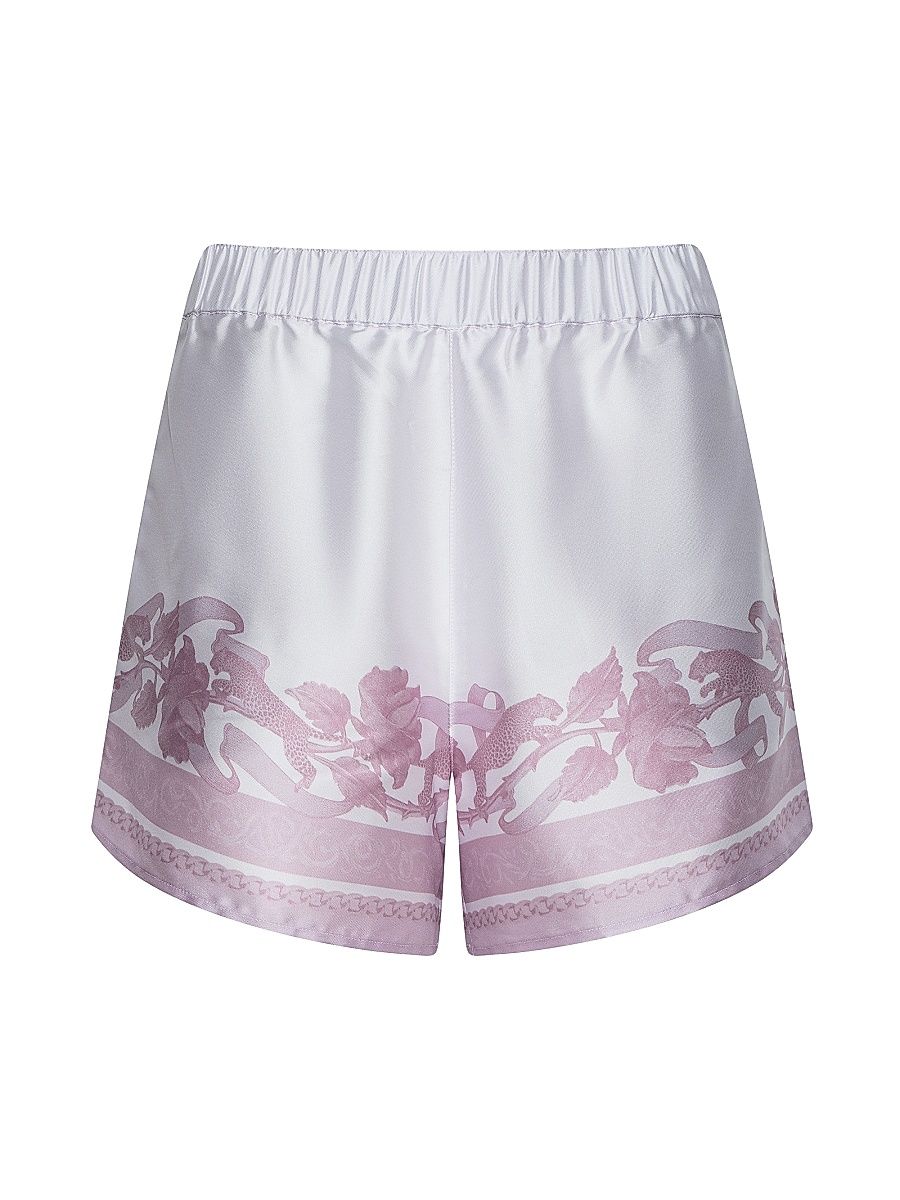 Women's Maela Printed Satin Shorts - Mauve Multi Leopard - Size XL