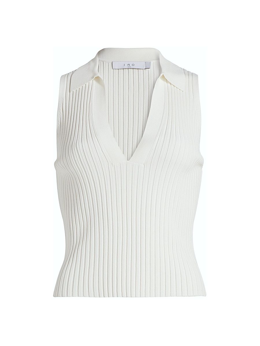 Women's Kenzie Sleeveless Polo Knit Top - White - Size Large