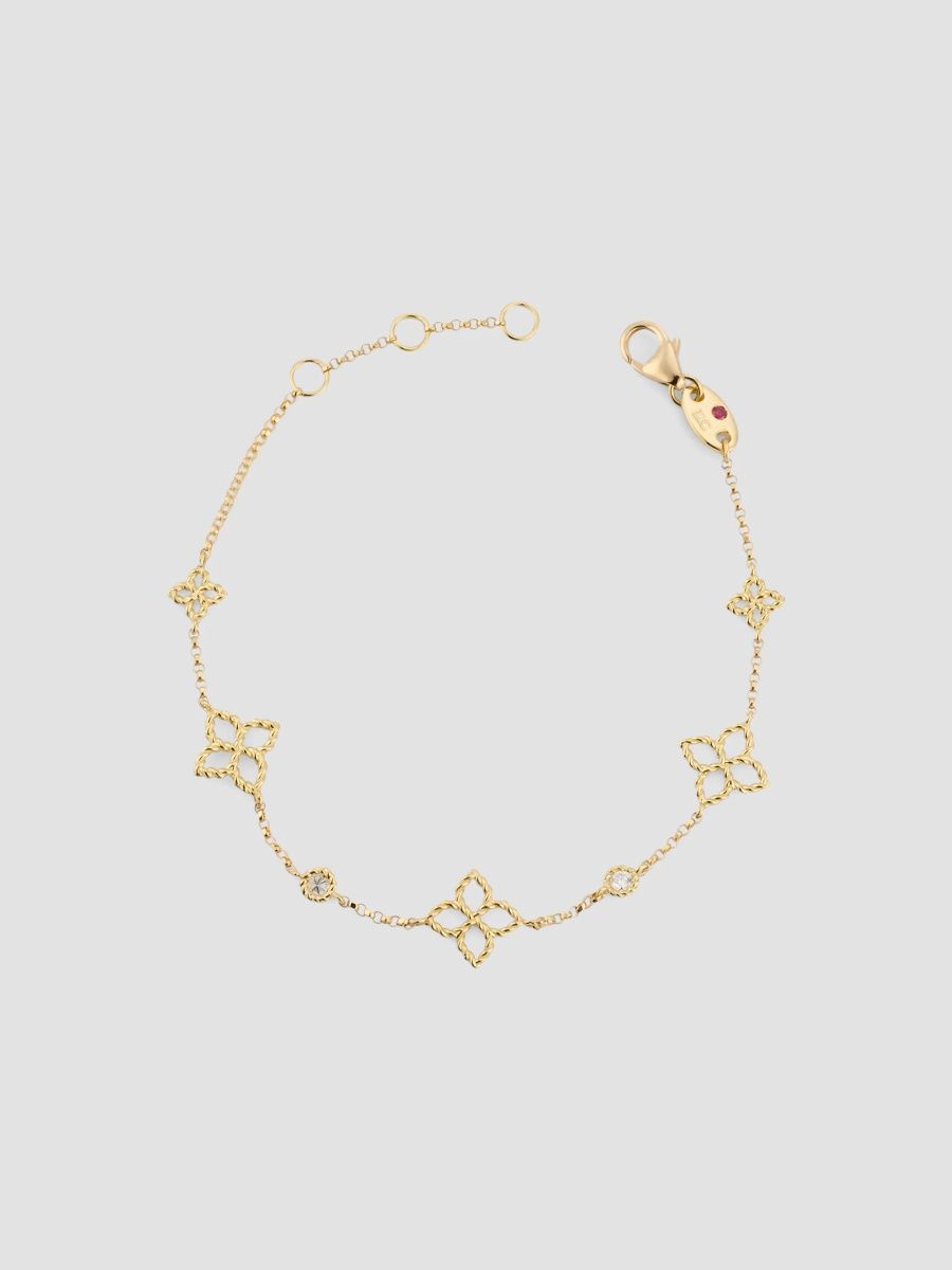 Roberto Coin Women's Principessa 18K Yellow Gold & 0.06 TCW Diamond Flower Chain Bracelet - Yellow Gold