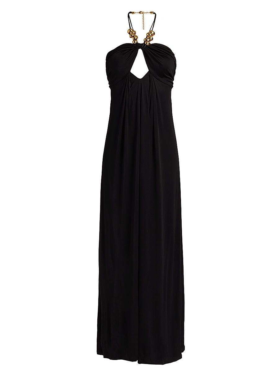 Women's Camryn Beaded Halter Gown - Black - Size 2