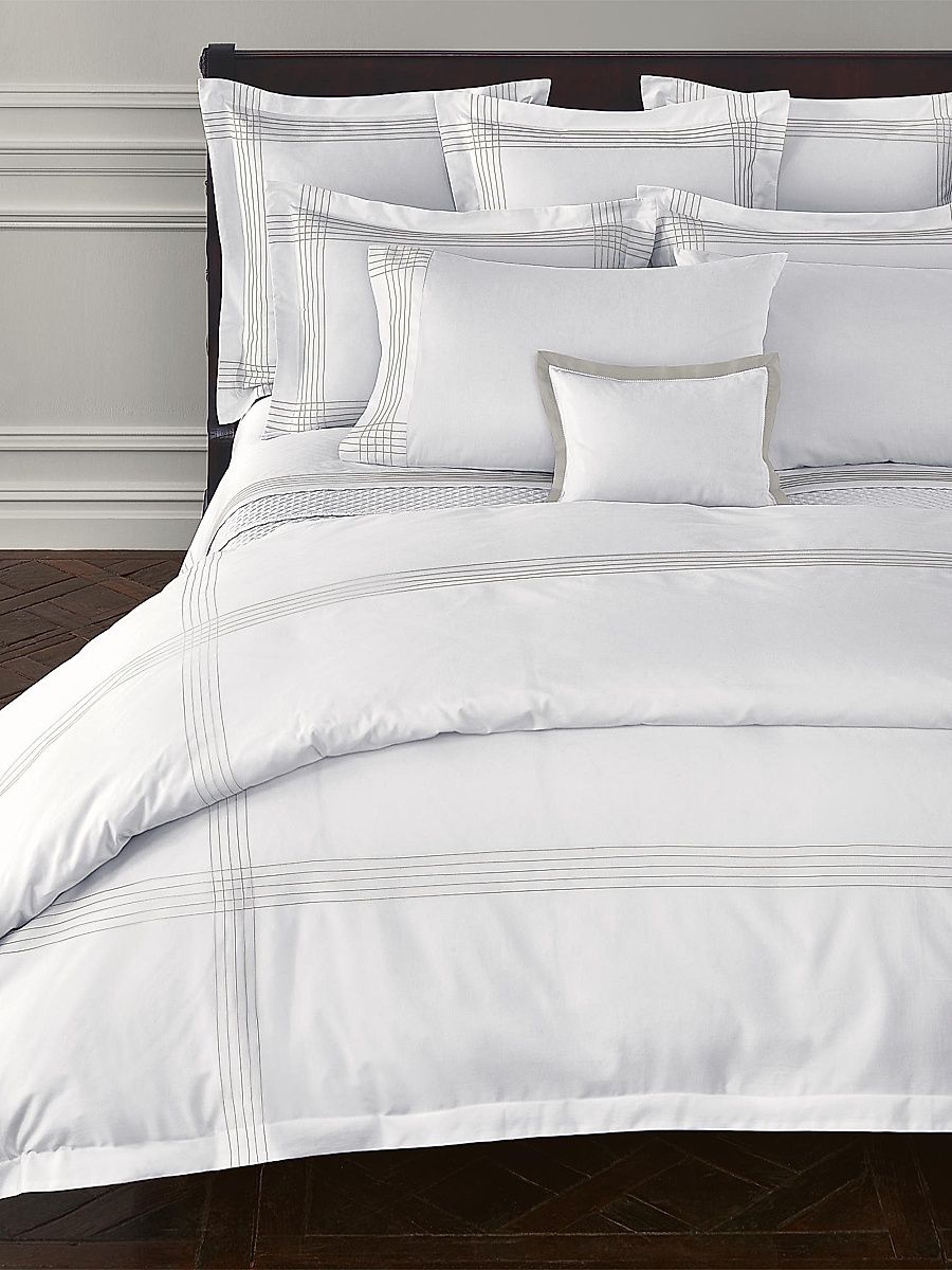 Organic Sateen Handkerchief Duvet Cover & Sham Collection - Silver - Size European