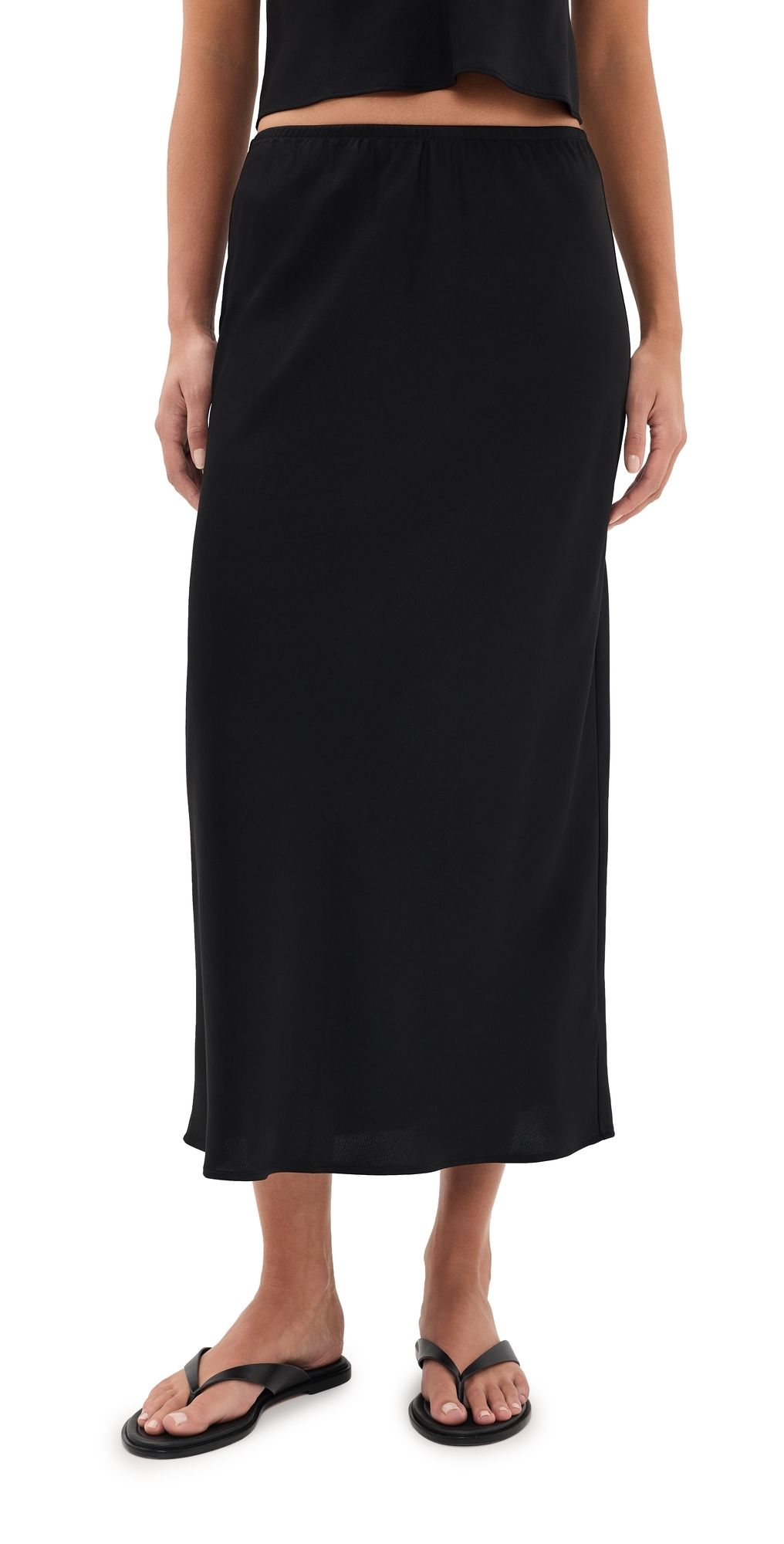 Leset Barb Bias Midi Skirt Black S