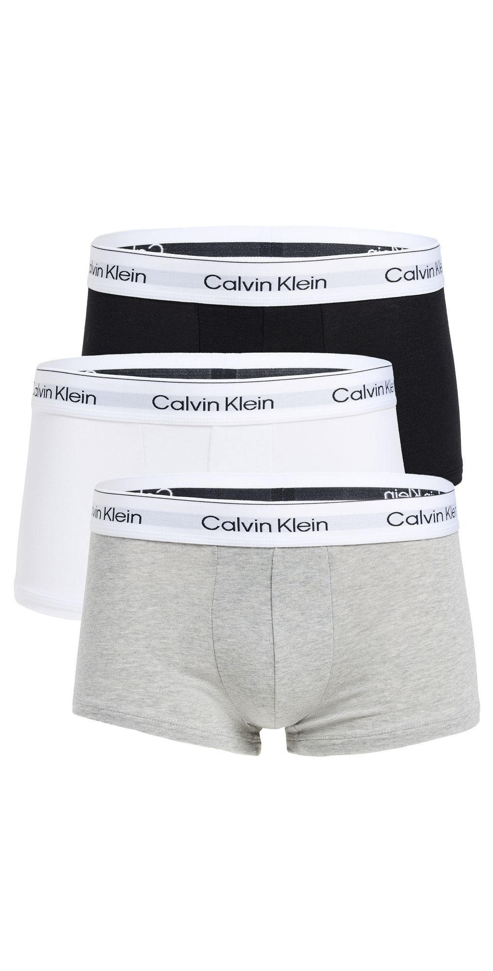 Calvin Klein Underwear Icon Cotton Stretch 3 Pack Low Rise Trunks Grey Heather/White/Black M