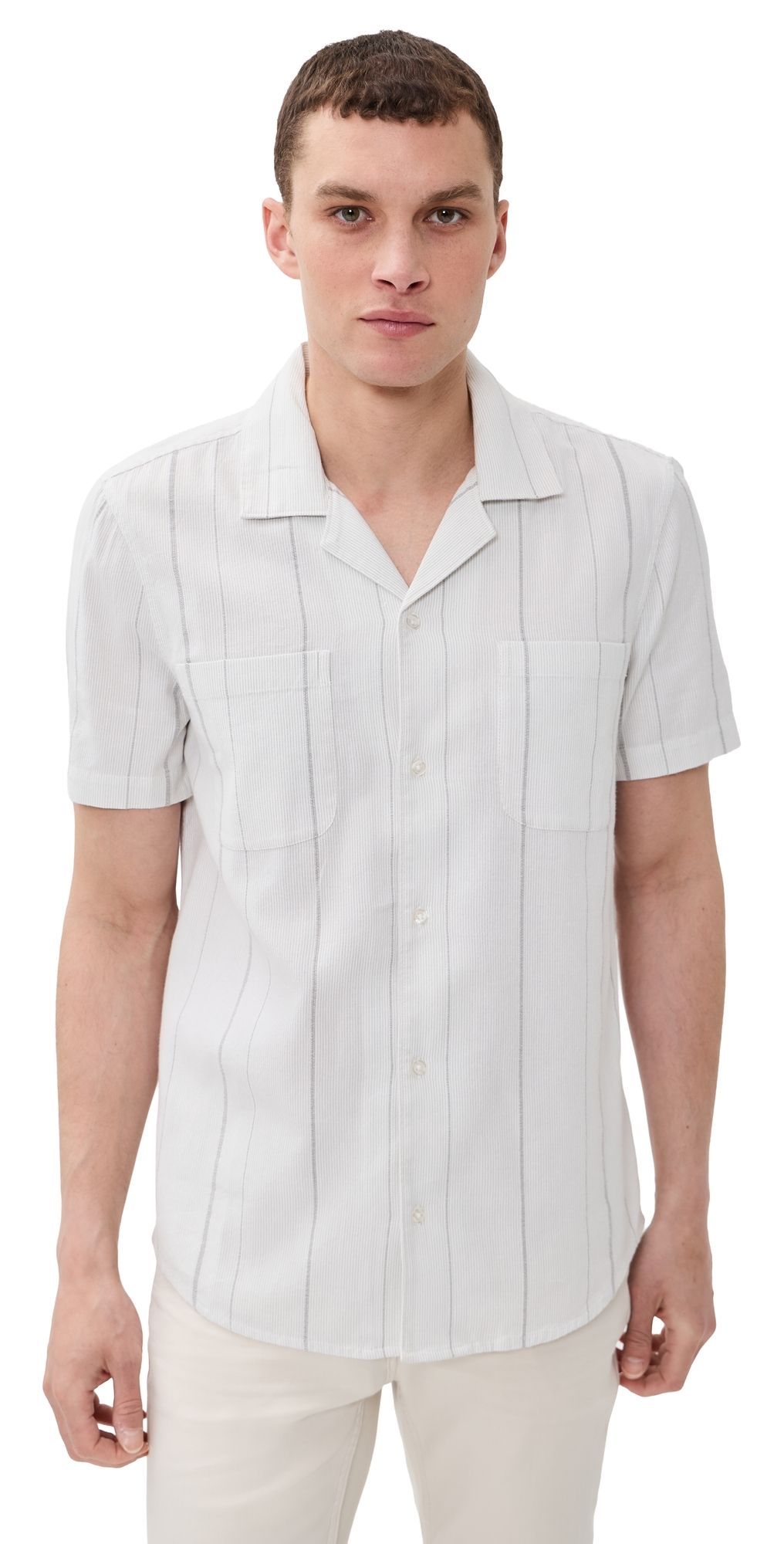 PAIGE Jacobson Shirt Blue Ivory Stripe XXL