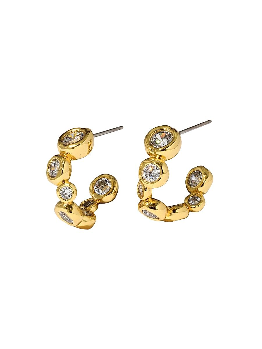 Women's Asterales 14K-Gold-Plated & Cubic Zirconia Small Hoop Earrings - Gold
