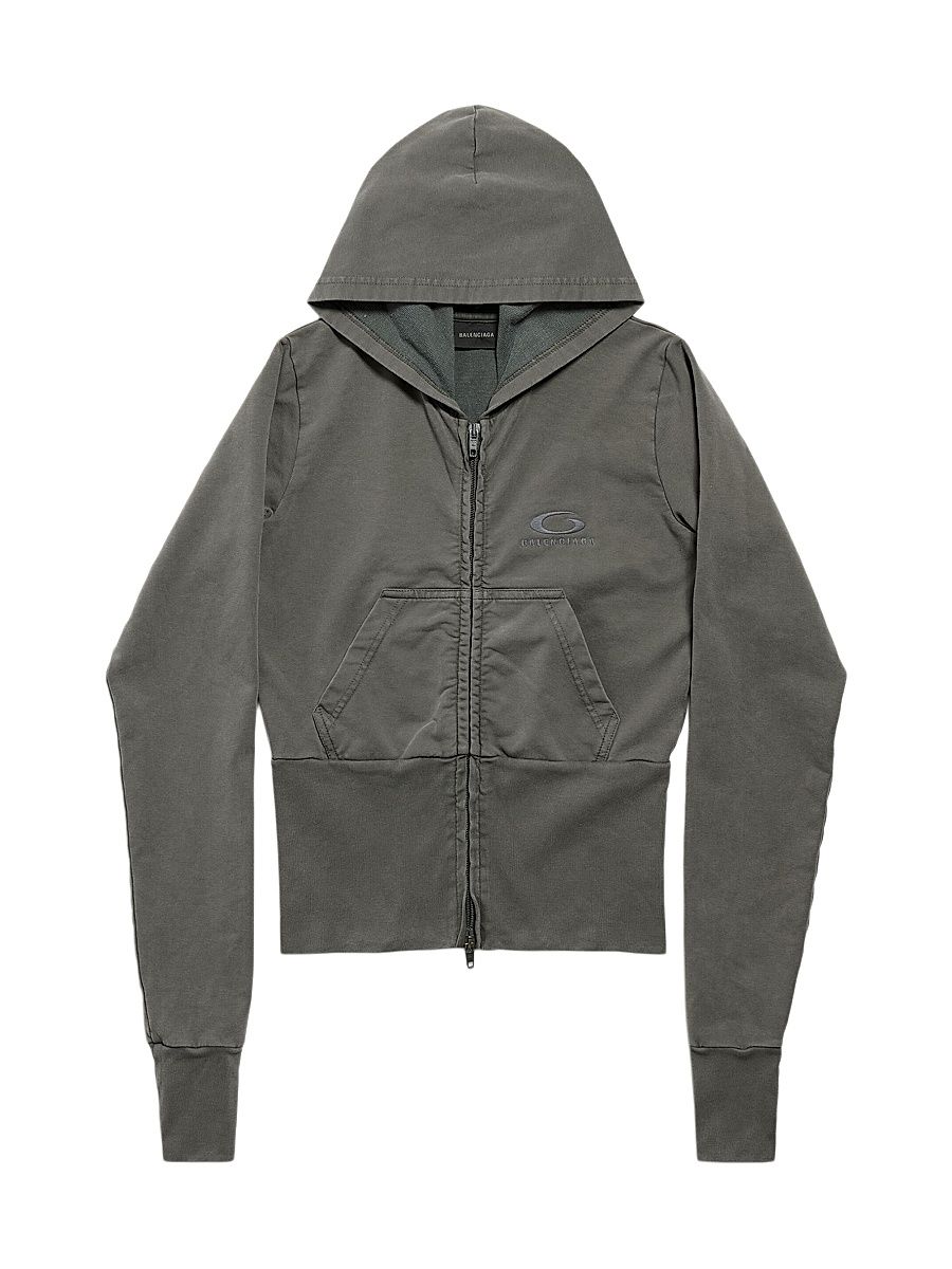 Women's Loop Sports Icon High Rib Zip-Up Hoodie - Grey - Size Medium