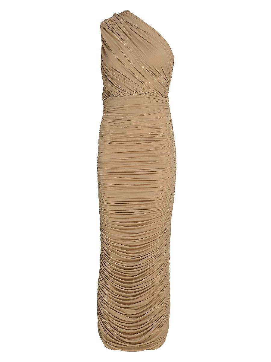 Women's Emina One-Shoulder Ruched Midi-Dress - Nougat - Size XS
