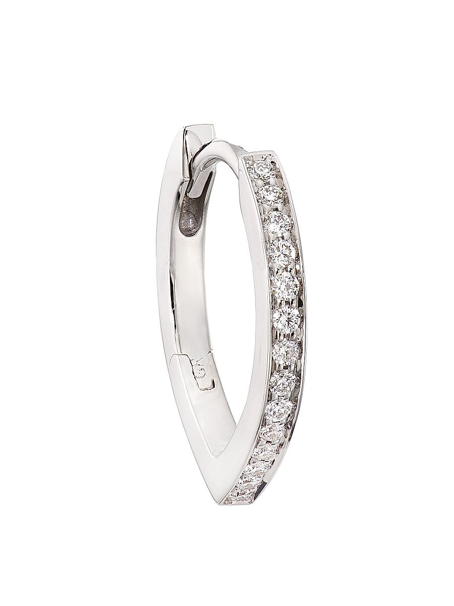Women's Antifer 18K White Gold & Diamond Single Hoop Earring - White Gold