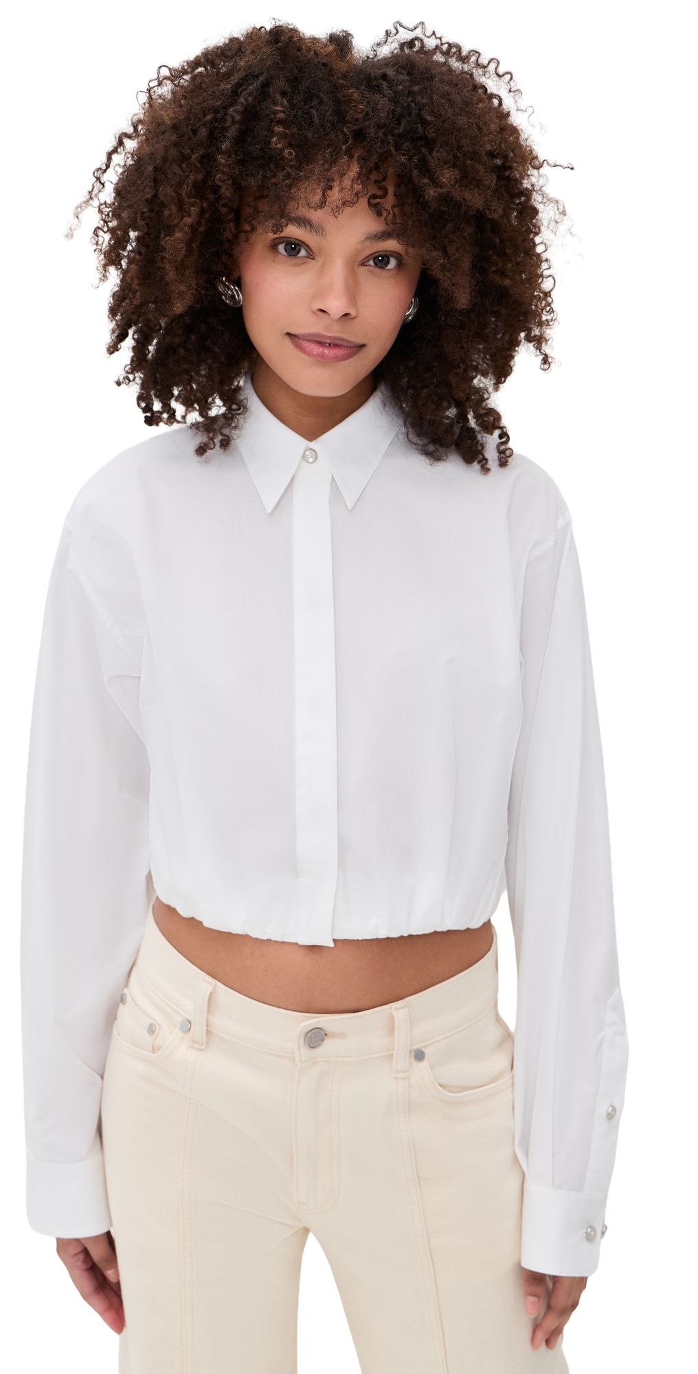 Helmut Lang Cropped Gathered Shirt White XS