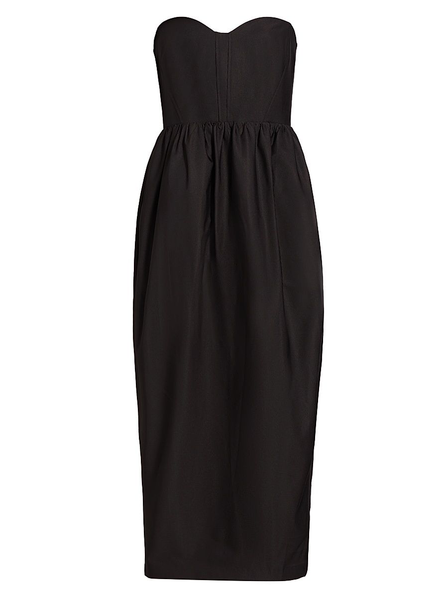 Women's Denise Strapless Midi-Dress - Black - Size Large
