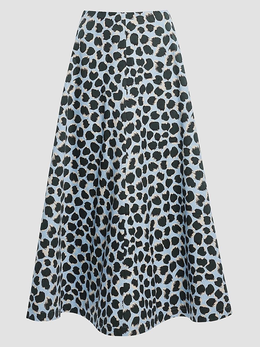 Women's Varda Animal Print Cotton Midi Skirt - Vapor Spotted Leopard - Size 12