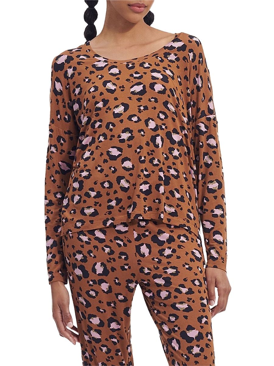 Women's Ecovero Jersey Printed Pajama Set - Cedar Bark Leopard - Size XS