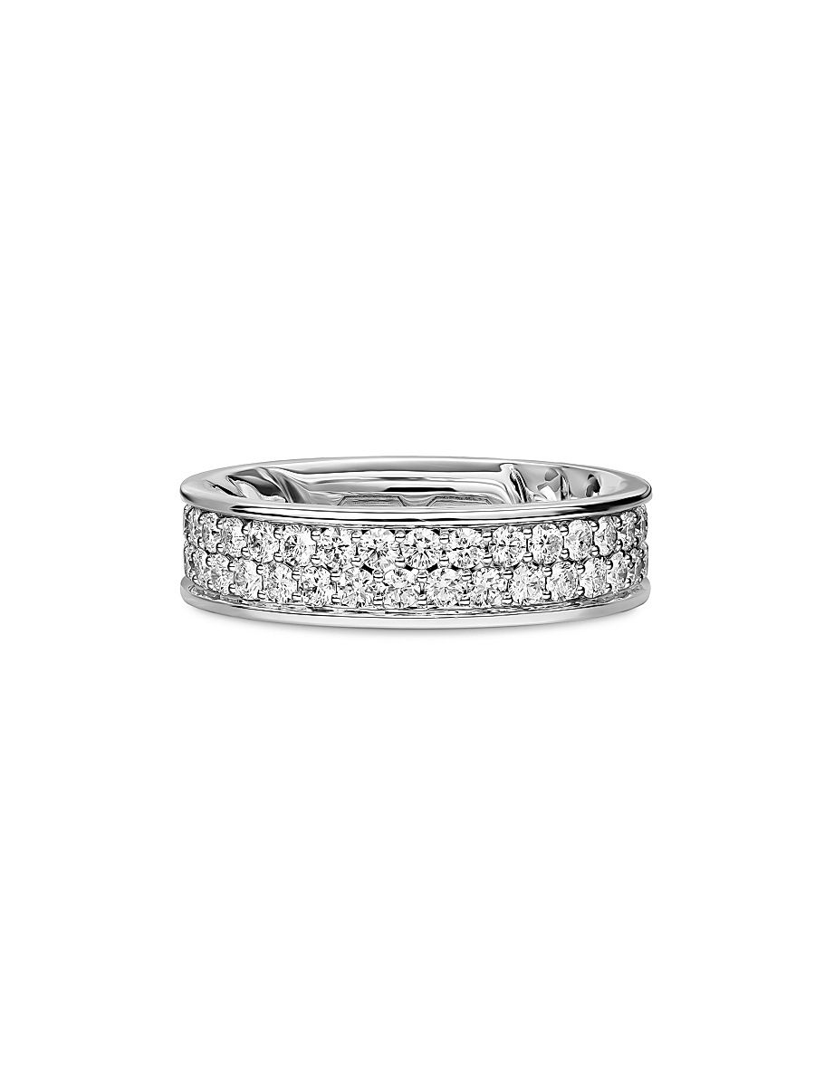 Men's Streamline Band Ring in Sterling Silver - Diamond - Size 10