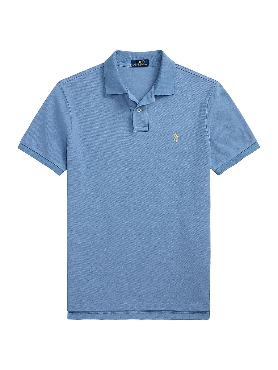 Men's Custom-Slim-Fit Mesh Polo Shirt - Channel Blue - Size XXL