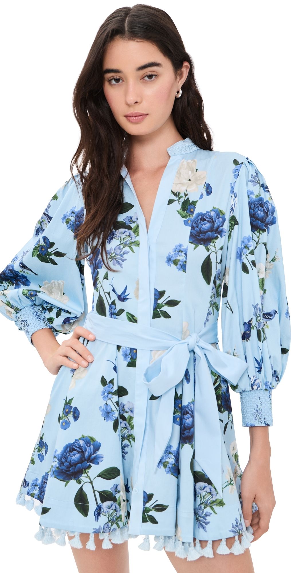 ALICE + OLIVIA Lucy Mini Shirt Dress with Tie Belt Fly Away 2