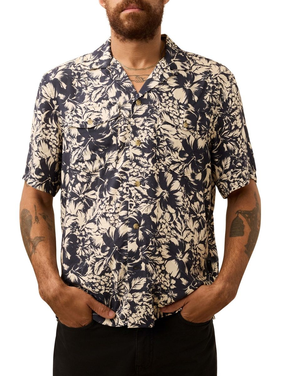 Faherty Brand Men's Bali Foral-Print Camp Shirt - Fjord Bloom - Size Small