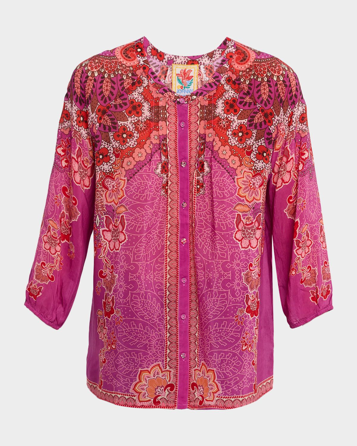 Franceen Lightweight Scarf-Print Shirt