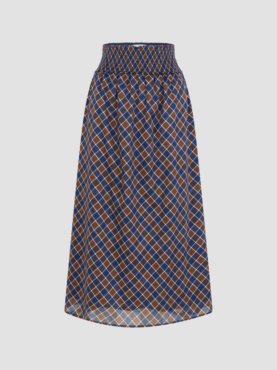 Hill House Home Women's The Delphine Nap Skirt - Wilshire Plaid Chocolate - Size Large