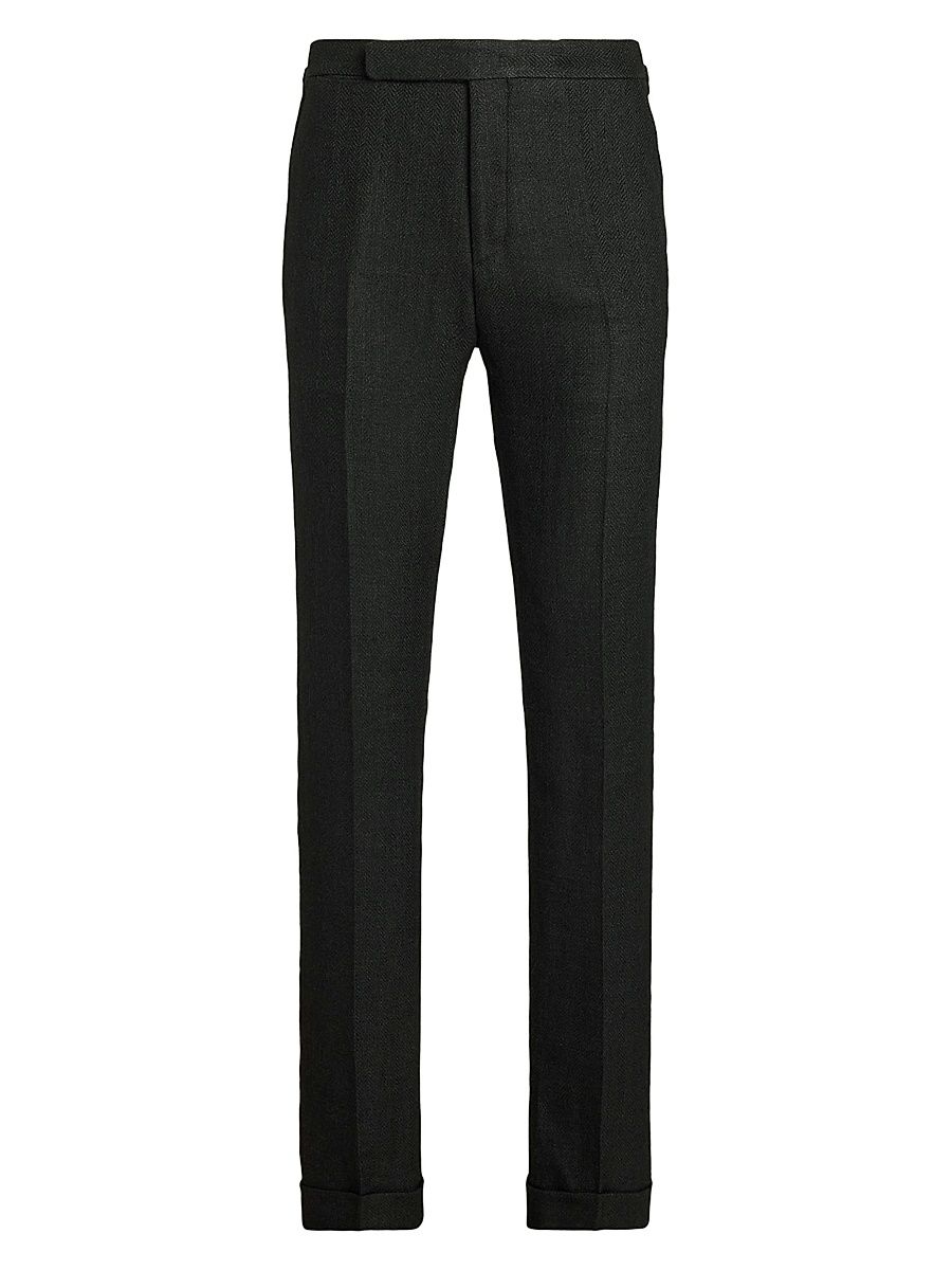 Men's Gregory Linen-Blend Tailored Suit Pants - Black - Size 36