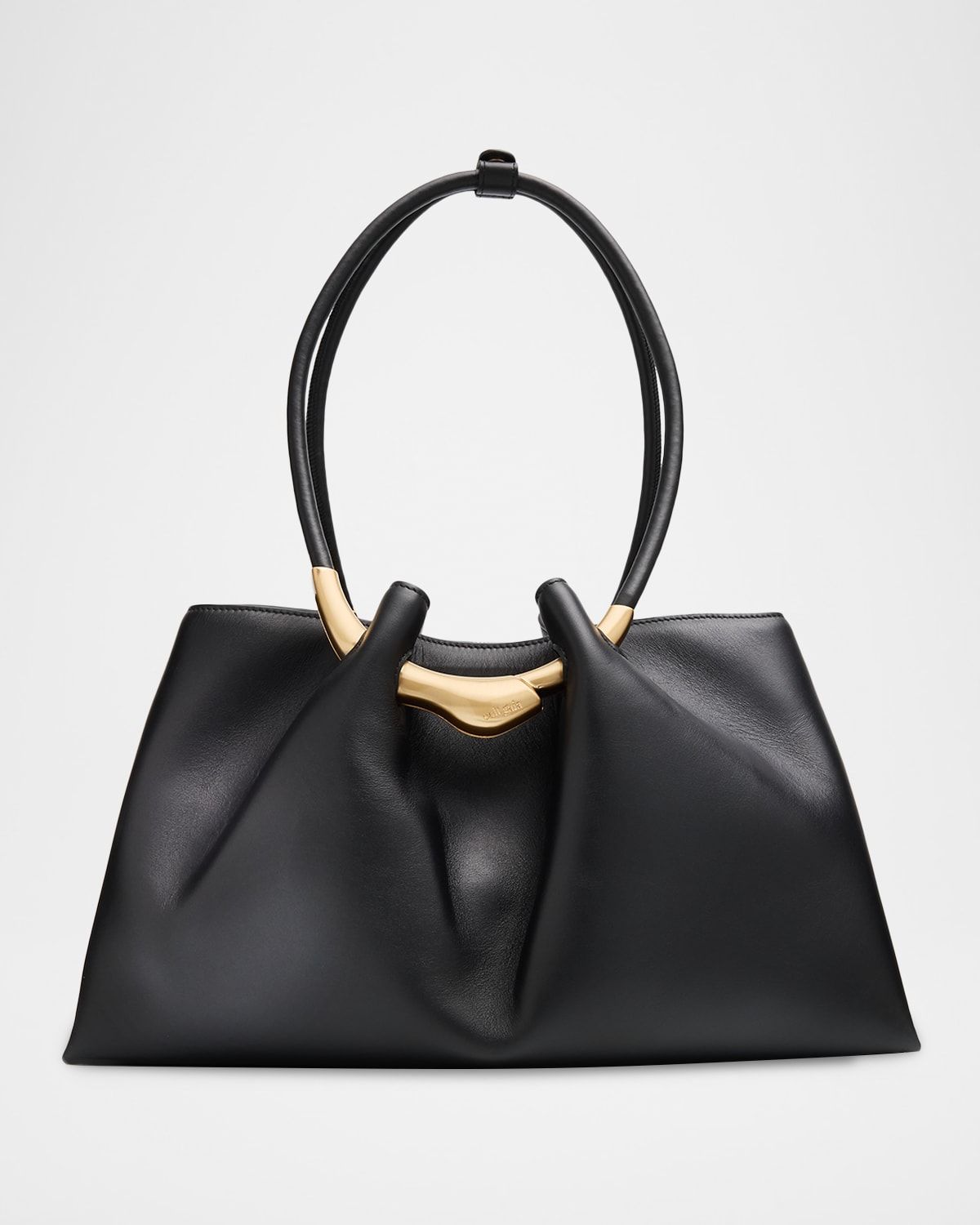 Asa Pleated Leather Satchel Shoulder Bag