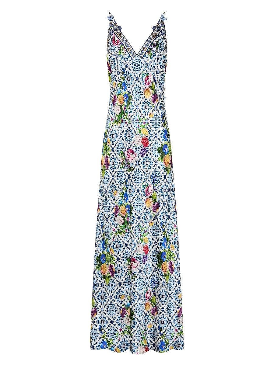 Women's Floral Linen Maxi Slipdress - Wall To Wall Wonders - Size XL