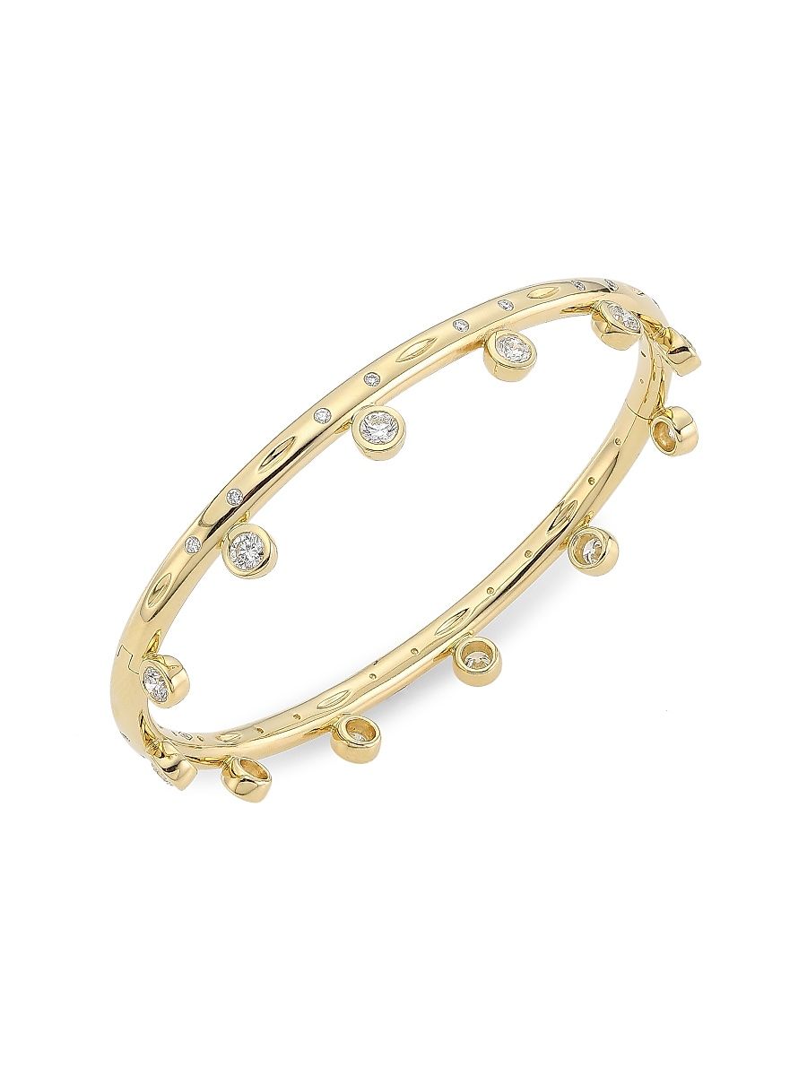 Women's Gypsy 18K Yellow Gold & Diamond Bangle Bracelet - Yellow Gold
