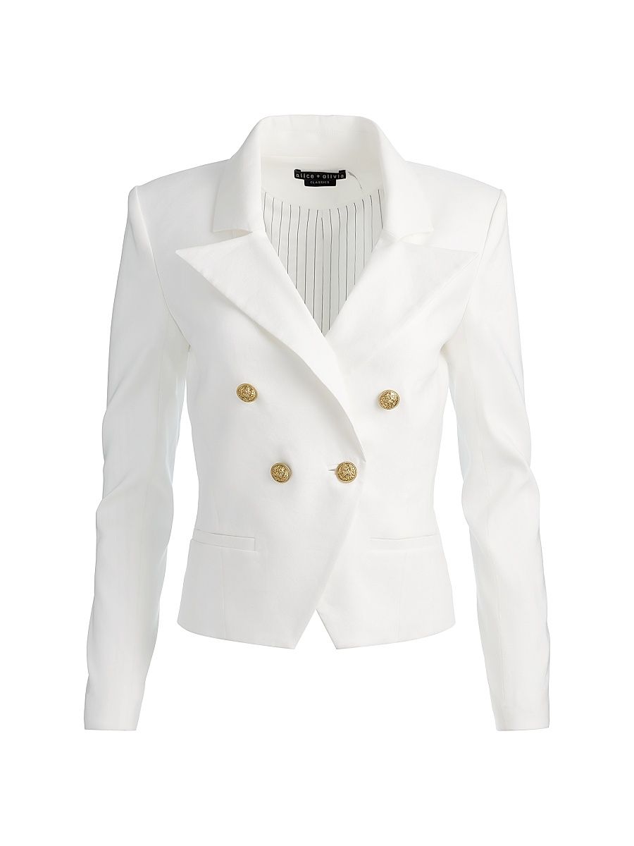 Women's Sable Double-Breasted Crop Blazer - Off White - Size 12