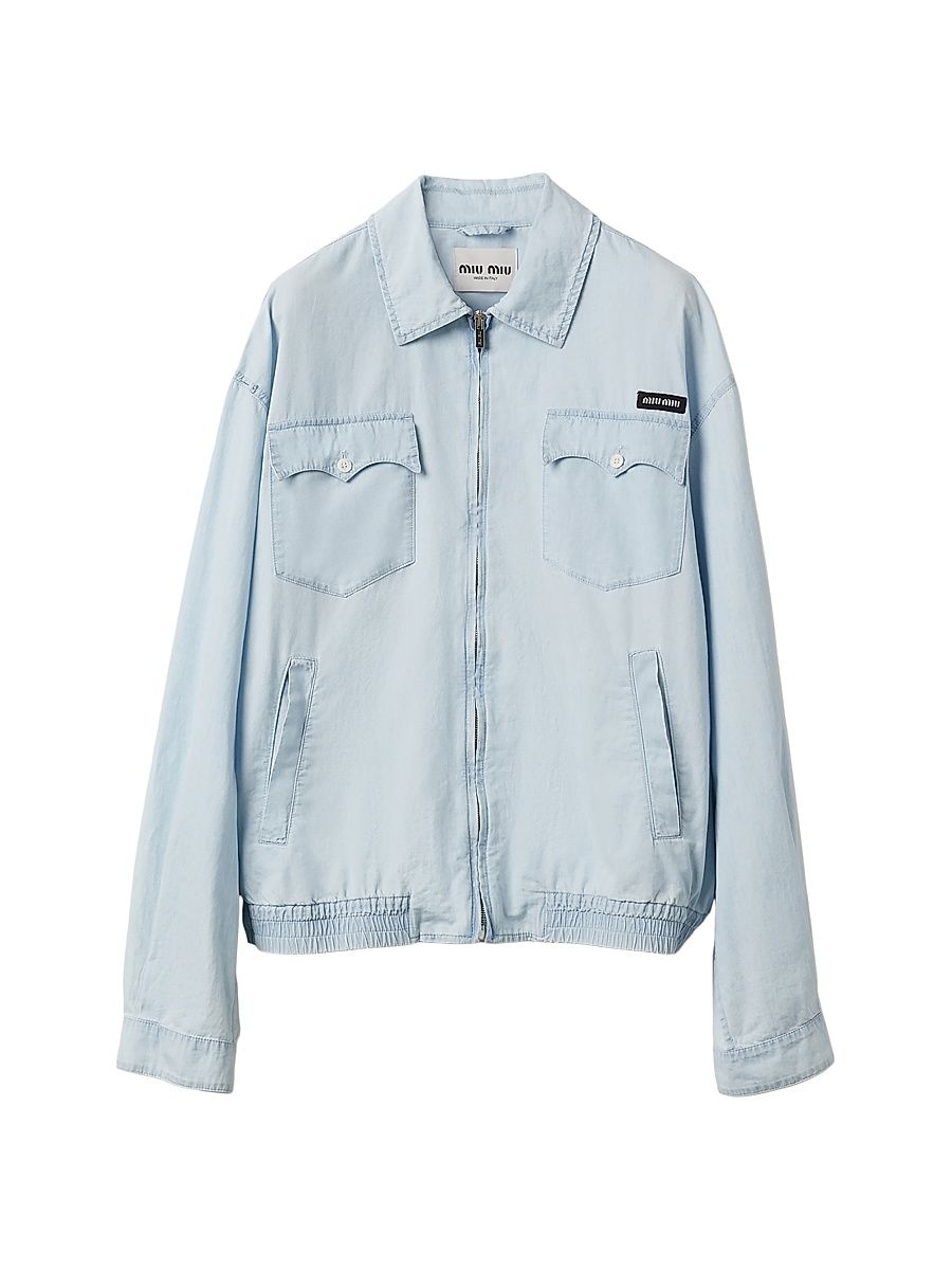 Women's Chambray Blouson Jacket - Blue - Size 6