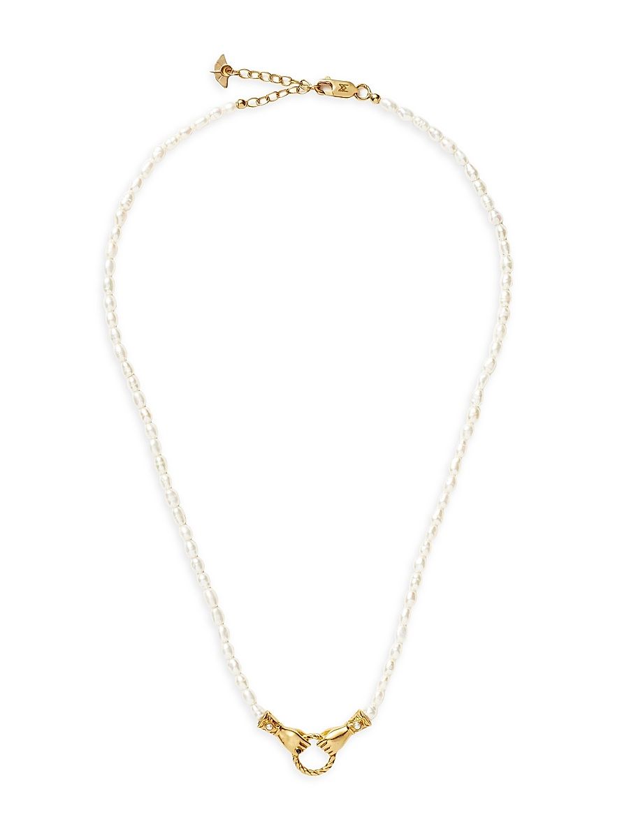 Women's Harris Reed x Missoma In Good Hands 18K-Gold-Plated, Black Onyx & Cultured Freshwater Pearl Necklace - Pearl