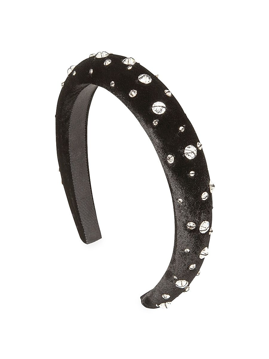 Women's Merla Embellished Velvet Headband - Black