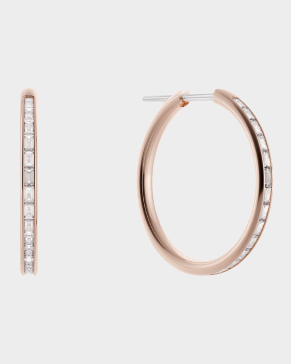 Miri Hoop Earrings with Channel-Set Diamonds, Rose Gold, 20mm