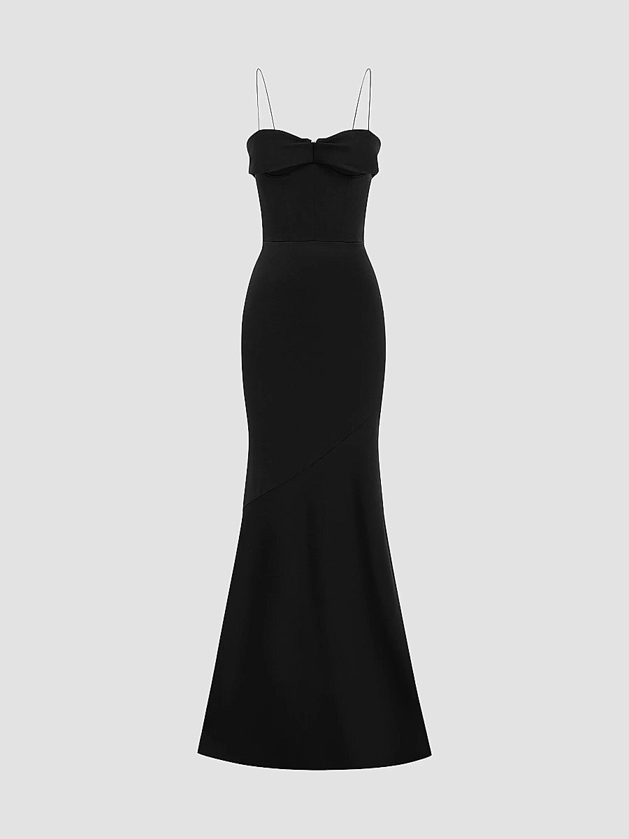 Women's Draped Satin Crêpe Gown - Black - Size 6