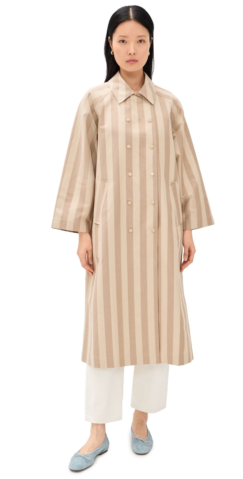 The Tiny Big Sister Striped Trench Coat Mocha/Dark Vanilla M/L